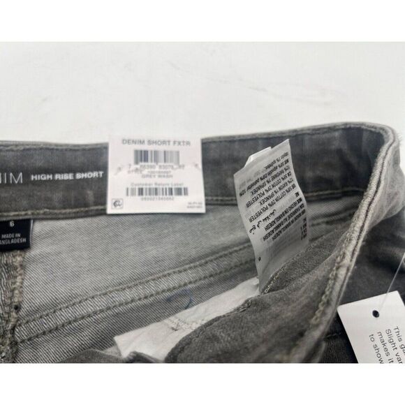 INC International Concepts High Rise Frayed Hem Denim Shorts, Gray Wash, - Picture 9 of 9